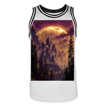Fiery Summit at Dusk - Men's Basketball Jersey - white/black - Front - AI Model Male 185 dark (185cm)