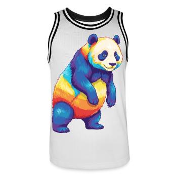 Buntes Panda-Regenbogen-Pop-Art-Aquarell - Männer Basketball-Trikot - Weiß/Schwarz - Vorne - AI Model Male 185 dark (185cm)