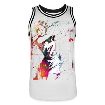 Golf player #golf - Men's Basketball Jersey - white/black - Front - AI Model Male 185 dark (185cm)