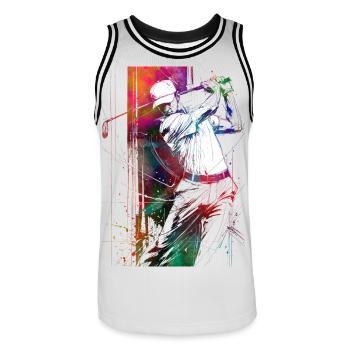 Golf player #golf - Men's Basketball Jersey - white/black - Front - AI Model Male 185 dark (185cm)