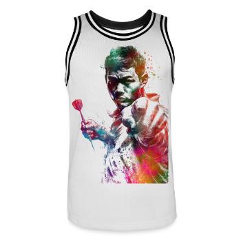 Joueur de fléchettes Art sportif #darts #sport - Maillot de basket Homme - blanc/noir - Devant - AI Model Male 185 dark (185cm)