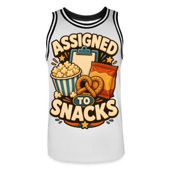 Assigned To Snacks - Männer Basketball-Trikot - Weiß/Schwarz - Vorne - AI Model Male 185 dark (185cm)