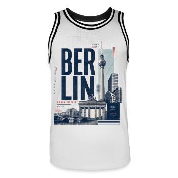 Berliner Skyline Collection - Männer Basketball-Trikot - Weiß/Schwarz - Vorne - AI Model Male 185 dark (185cm)
