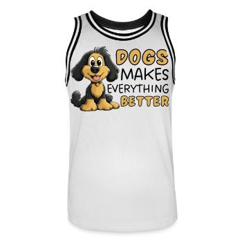 Cocker Spaniel Dogs Make Everything Better - Men's Basketball Jersey - white/black - Front - AI Model Male 185 dark (185cm)