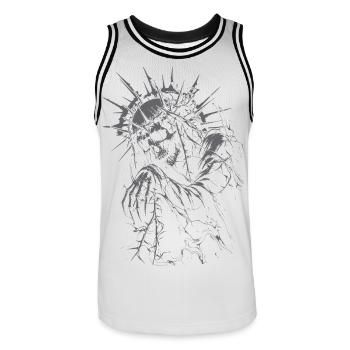 Prêtre mort-vivant avec couronne d’épines gothique - Maillot de basket Homme - blanc/noir - Devant - AI Model Male 185 dark (185cm)