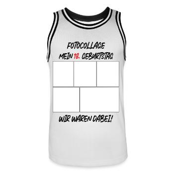 Anniversaire de 18 ans - Collage de photos - Maillot de basket Homme - blanc/noir - Devant - AI Model Male 185 dark (185cm)