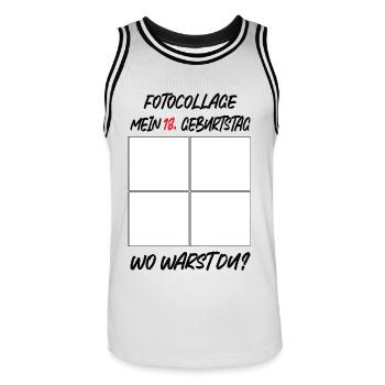 18e anniversaire de MEiN Où étiez-vous ? - Maillot de basket Homme - blanc/noir - Devant - AI Model Male 185 dark (185cm)
