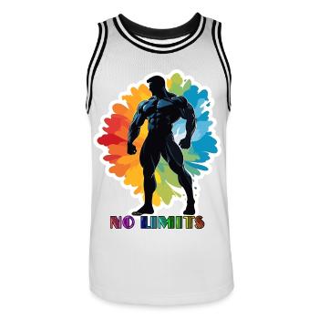 No Limits - Men's Basketball Jersey - white/black - Front - AI Model Male 185 dark (185cm)