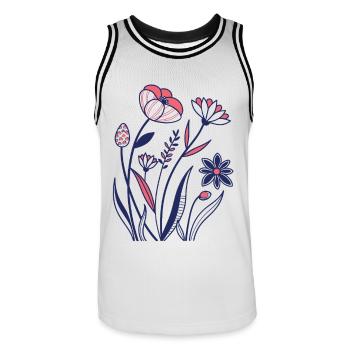 Blumen - Frühling - Sommer - Blüten - Männer Basketball-Trikot - Weiß/Schwarz - Vorne - AI Model Male 185 dark (185cm)