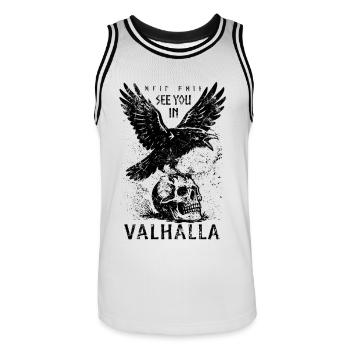 Odin Raven - See you in Valhalla - Mythology - Men's Basketball Jersey - white/black - Front - AI Model Male 185 dark (185cm)