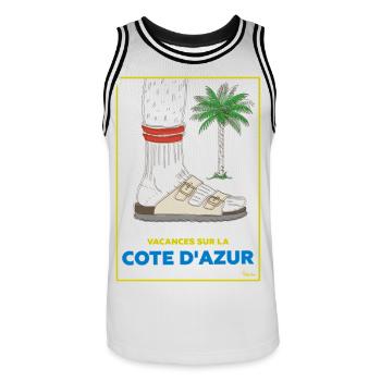 Vacances sur la côte d'azur - Maillot de basket Homme - blanc/noir - Devant - AI Model Male 185 dark (185cm)