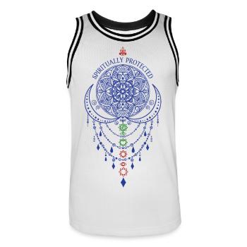 Spiritualité Géométrie Sacrée Protégée Spirituellement - Maillot de basket Homme - blanc/noir - Devant - AI Model Male 185 dark (185cm)