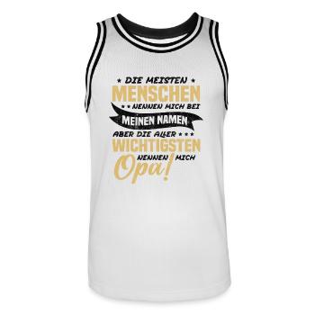 Die aller wichtigsten nennen mich opa - Männer Basketball-Trikot - Weiß/Schwarz - Vorne - AI Model Male 185 dark (185cm)