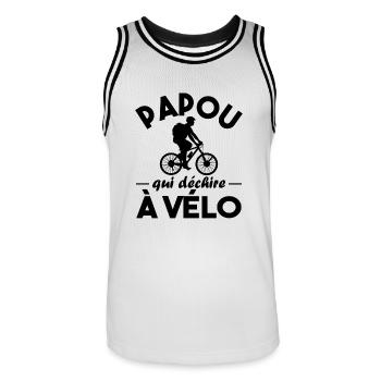 Papou qui déchire à Vélo - Maillot de basket Homme - blanc/noir - Devant - AI Model Male 185 dark (185cm)
