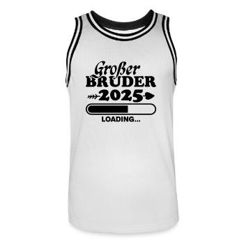 Großer Bruder 2025 - Männer Basketball-Trikot - Weiß/Schwarz - Vorne - AI Model Male 185 dark (185cm)