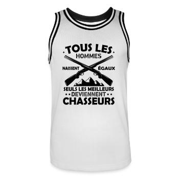 Les meilleurs deviennent chasseurs - Maillot de basket Homme - blanc/noir - Devant - AI Model Male 185 dark (185cm)