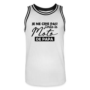 Je ne crie pas j imite la moto de papa - Maillot de basket Homme - blanc/noir - Devant - AI Model Male 185 dark (185cm)