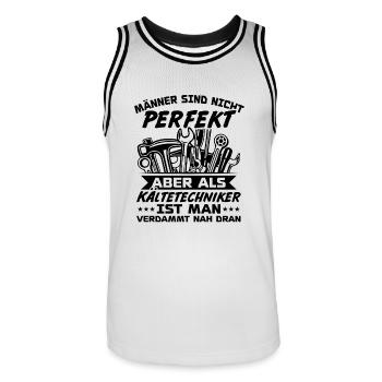 Männer sind nicht perfekt aber als Kältetechniker - Männer Basketball-Trikot - Weiß/Schwarz - Vorne - AI Model Male 185 dark (185cm)