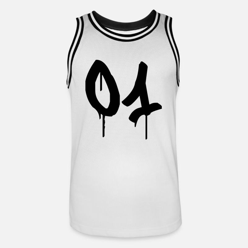 Graffiti : 01 - Männer Basketball-Trikot - Weiß/Schwarz