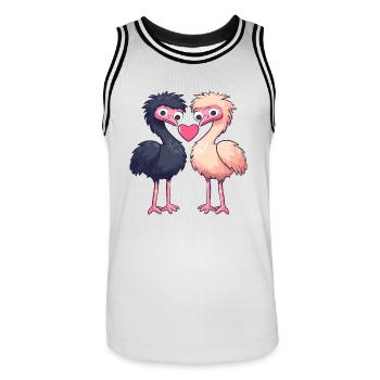 Autruche Couple Amour Couple Amoureux - Maillot de basket Homme - blanc/noir - Devant - AI Model Male 185 dark (185cm)