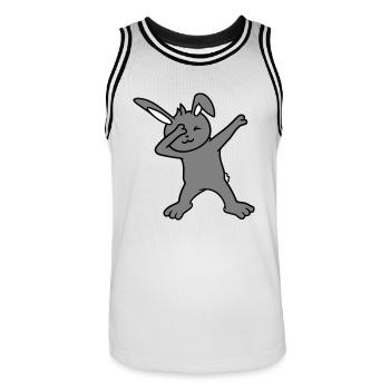 Bunny Dabbing Dab Danse Pose Danse Fête Célébrer - Maillot de basket Homme - blanc/noir - Devant - AI Model Male 185 dark (185cm)