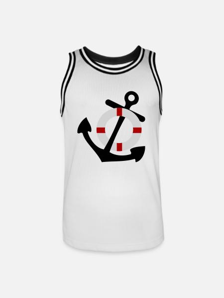 Anker mit Rettungsring - Männer Basketball-Trikot - Weiß/Schwarz