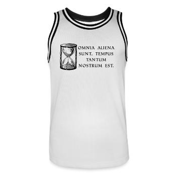 alles ist fremdes eigentum nur die zeit ge schwarz - Männer Basketball-Trikot - Weiß/Schwarz - Vorne - AI Model Male 185 dark (185cm)
