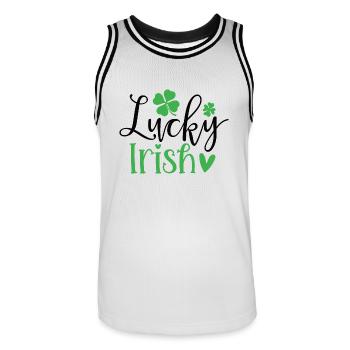 Design Lucky Irish - Maillot de basket Homme - blanc/noir - Devant - AI Model Male 185 dark (185cm)