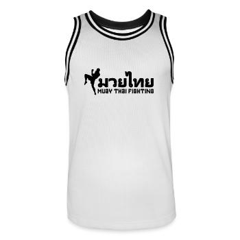 Muay Thai Fighting - Men's Basketball Jersey - white/black - Front - AI Model Male 185 dark (185cm)
