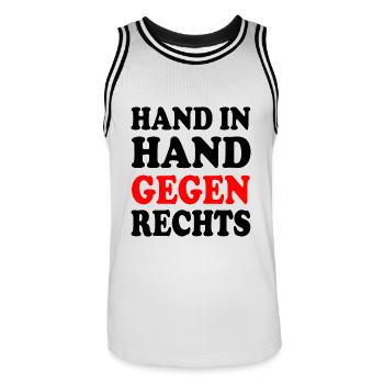 Hand in hand gegen rechts - Männer Basketball-Trikot - Weiß/Schwarz - Vorne - AI Model Male 185 dark (185cm)