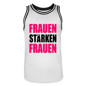 Women empower women - Men's Basketball Jersey - white/black - Front - AI Model Male 185 dark (185cm)