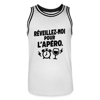 Humour Réveil Hydratation - Maillot de basket Homme - blanc/noir - Devant - AI Model Male 185 dark (185cm)