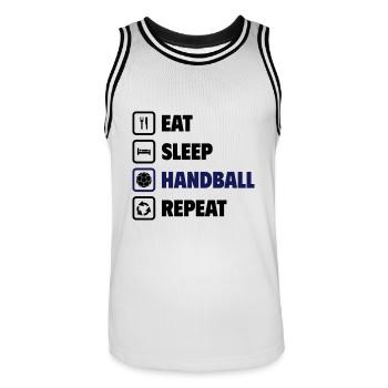 Mangez, dormez, handballez, répétez ! - Maillot de basket Homme - blanc/noir - Devant - AI Model Male 185 dark (185cm)