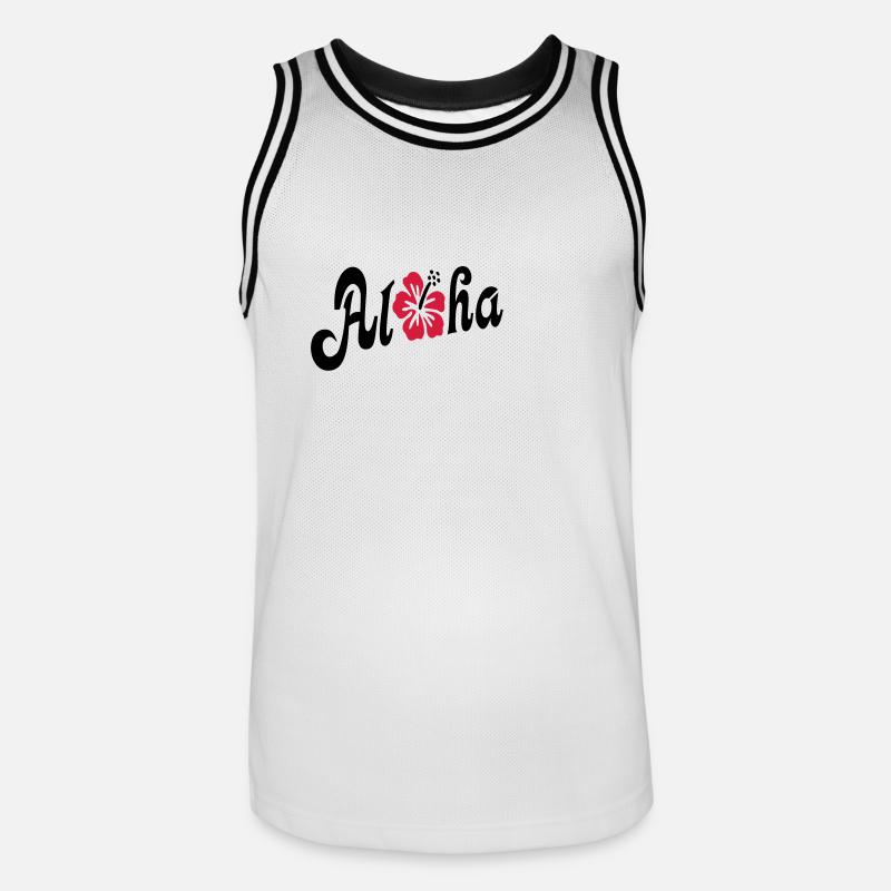 Aloha fleur d'hibiscus - Maillot de basket Homme - blanc/noir