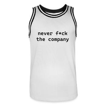 never f*ck the company black - Männer Basketball-Trikot - Weiß/Schwarz - Vorne - AI Model Male 185 dark (185cm)