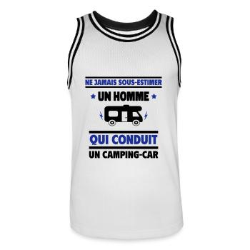 Ne sous-estimez qui conduit un camping-car - Maillot de basket Homme - blanc/noir - Devant - AI Model Male 185 dark (185cm)