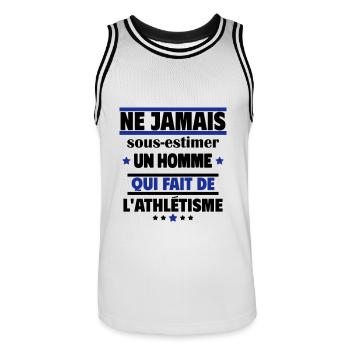 un homme qui fait de l'athlétisme - Maillot de basket Homme - blanc/noir - Devant - AI Model Male 185 dark (185cm)