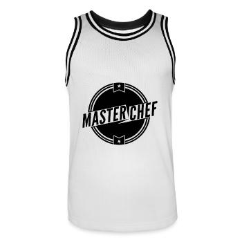 MEISTERKOCH 2 - Männer Basketball-Trikot - Weiß/Schwarz - Vorne - AI Model Male 185 dark (185cm)