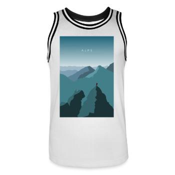 Alps - Reise Design Berge Alpen - Männer Basketball-Trikot - Weiß/Schwarz - Vorne - AI Model Male 185 dark (185cm)