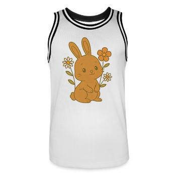 Bunny Bunny Printemps Fleurs Été Jardin de Pâques - Maillot de basket Homme - blanc/noir - Devant - AI Model Male 185 dark (185cm)