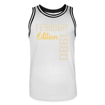 Février 1976 Anniversaire Février 1976 Rétro - Maillot de basket Homme - blanc/noir - Devant - AI Model Male 185 dark (185cm)