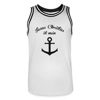 JÉSUS CHRIST EST MON ANCRAGE VÊTEMENTS CHRÉTIENS - Maillot de basket Homme - blanc/noir - Devant - AI Model Male 185 dark (185cm)