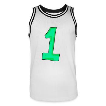 1 - Maillot de basket Homme - blanc/noir - Devant - AI Model Male 185 dark (185cm)