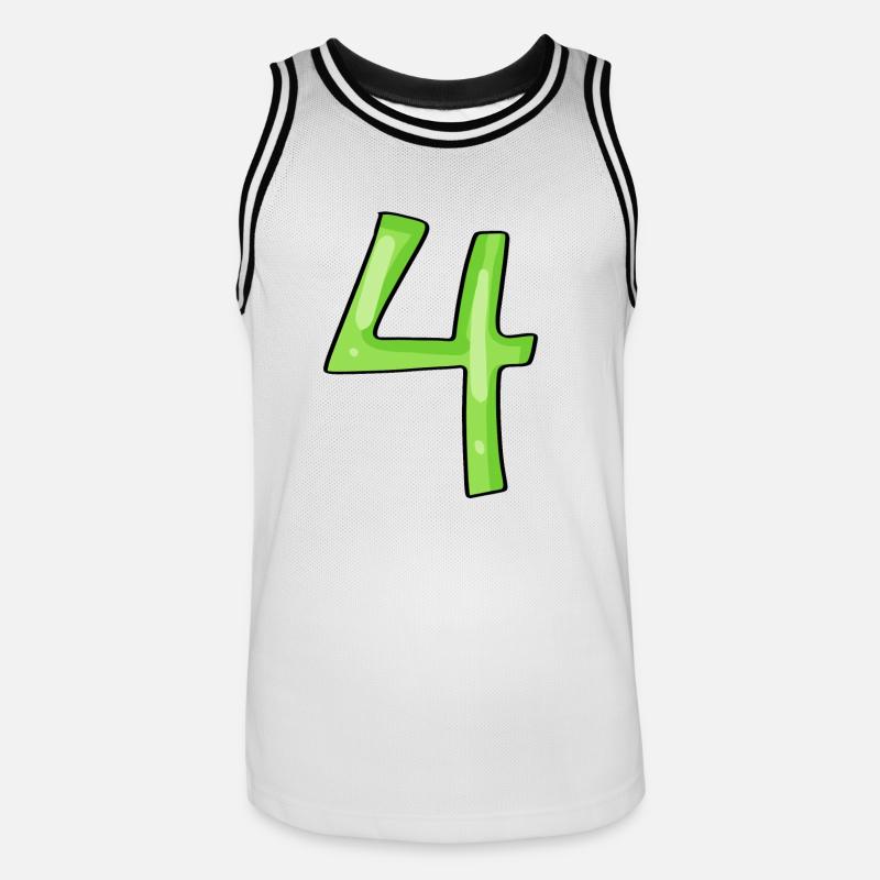 Numero 4 Verde - Maglia da basket per uomo - bianco/nero