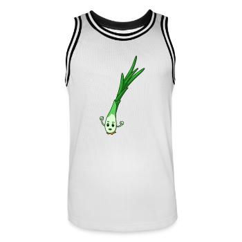 Comic Frühlingszwiebel - Männer Basketball-Trikot - Weiß/Schwarz - Vorne - AI Model Male 185 dark (185cm)