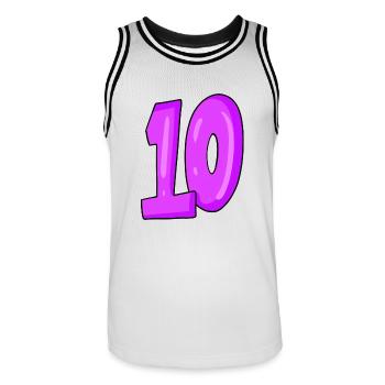 10 - Men's Basketball Jersey - white/black - Front - AI Model Male 185 dark (185cm)