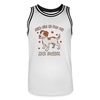 Jack Russel - Mich gibt es nur mit Hund - Männer Basketball-Trikot - Weiß/Schwarz - Vorne - AI Model Male 185 dark (185cm)