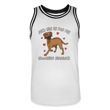 Rhodesian Ridgeback - Mich gibt es nur mit Hund - Männer Basketball-Trikot - Weiß/Schwarz - Vorne - AI Model Male 185 dark (185cm)