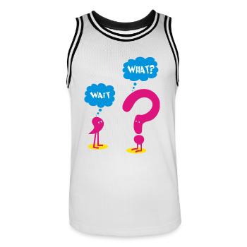 Wait What Funny - Men's Basketball Jersey - white/black - Front - AI Model Male 185 dark (185cm)
