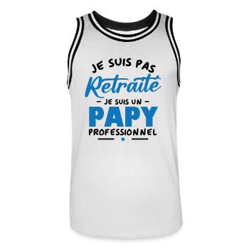 Je suis Pas Retraité je suis un Papy Professionnel - Maillot de basket Homme - blanc/noir - Devant - AI Model Male 185 dark (185cm)